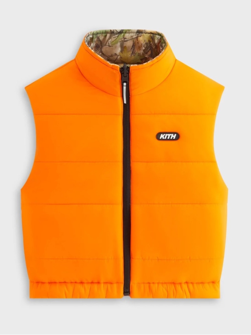 Kith Kids Bright Orange Reversible Puffer Vest with Camo Lining - Picture 2 of 12